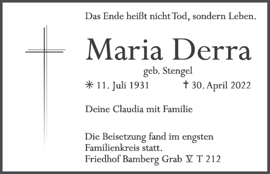 Anzeige von Maria Derra von MGO
