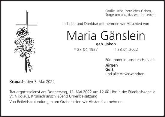 Anzeige von Maria Gänslein von MGO