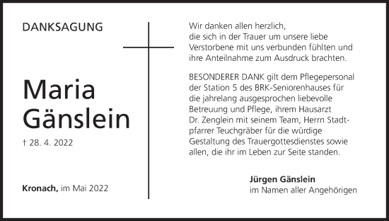 Anzeige von Maria Gänslein von MGO