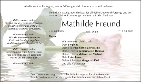 Anzeige von Mathilde Freund von MGO