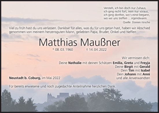Anzeige von Matthias Maußner von MGO