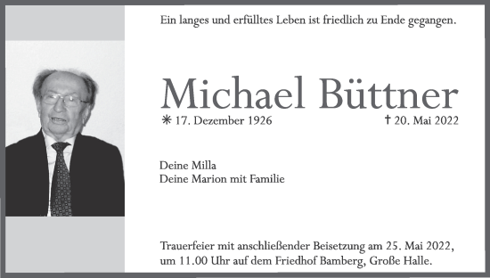 Anzeige von Michael Büttner von MGO