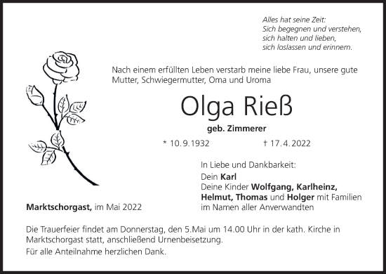 Anzeige von Olga Rieß von MGO