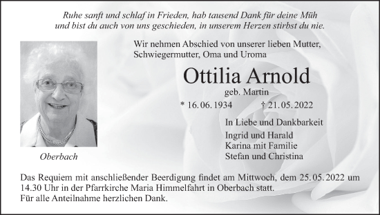 Anzeige von Ottilia Arnold von MGO