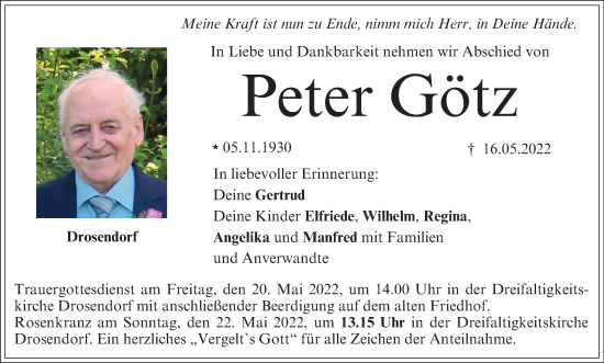 Anzeige von Peter Götz von MGO