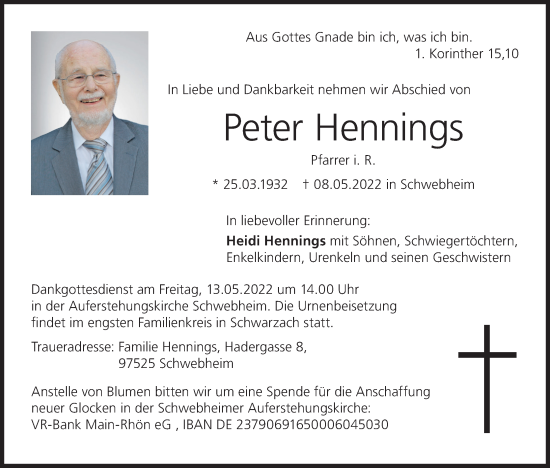 Anzeige von Peter Hennings von MGO