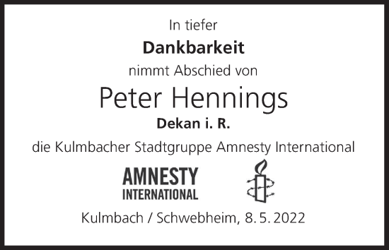 Anzeige von Peter Hennings von MGO