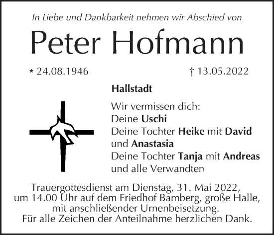 Anzeige von Peter Hofmann von MGO