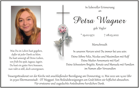 Anzeige von Petra Wagner von MGO
