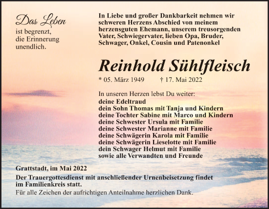 Anzeige von Reinhold Sühlfleisch von MGO