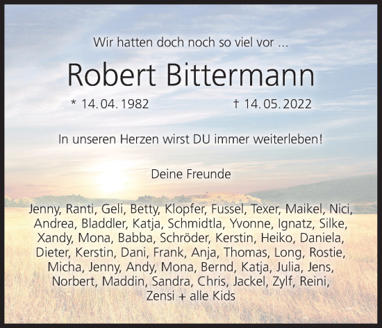 Anzeige von Robert Bittermann von MGO