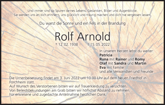 Anzeige von Rolf Arnold von MGO