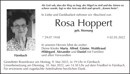 Anzeige von Rosa Hoppert von MGO