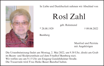 Anzeige von Rosl Zahl von MGO
