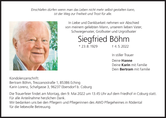 Anzeige von Siegfried Böhm von MGO