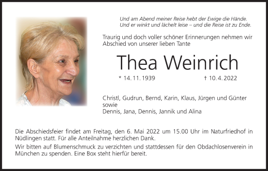 Anzeige von Thea Weinrich von MGO