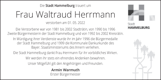 Anzeige von Waltraud Herrmann von MGO