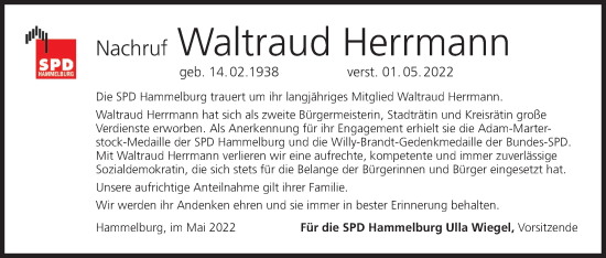 Anzeige von Waltraud Herrmann von MGO