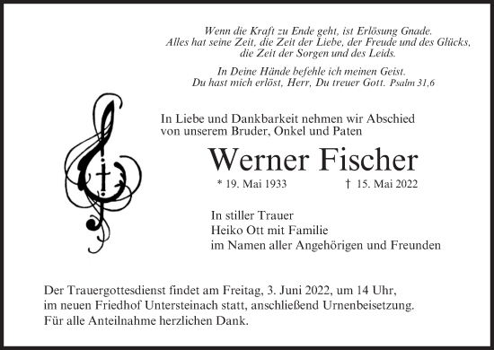 Anzeige von Werner Fischer von MGO