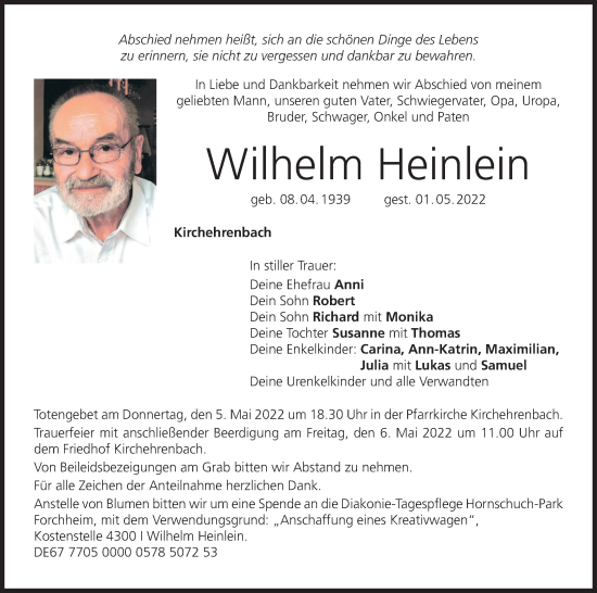 Anzeige von Wilhelm Heinlein von MGO
