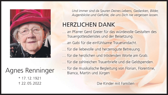 Anzeige von Agnes Renninger von MGO
