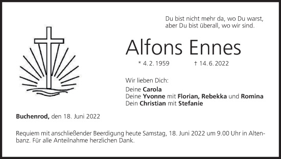 Anzeige von Alfons Ennes von MGO