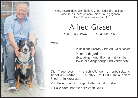 Anzeige von Alfred Graser von MGO