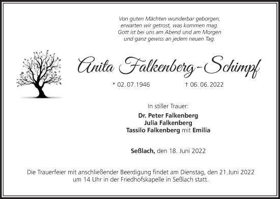 Anzeige von Anita Falkenberg-Schimpf von MGO