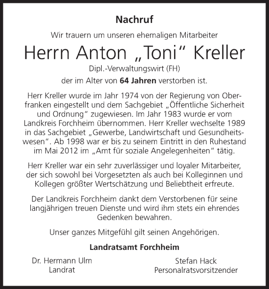 Anzeige von Anton Kreller von MGO