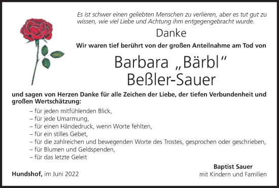 Anzeige von Barbara Beßler-Sauer von MGO