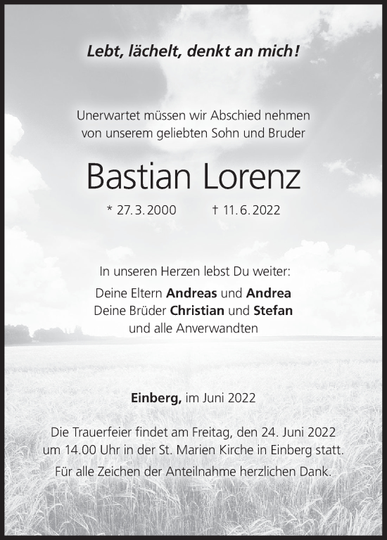 Anzeige von Bastian Lorenz von MGO