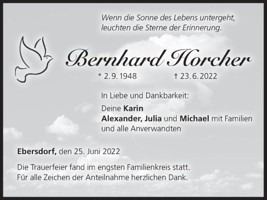 Anzeige von Bernhard Horcher von MGO
