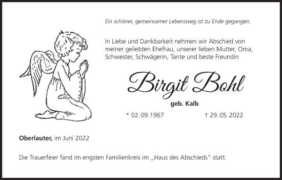 Anzeige von Birgit Bohl von MGO