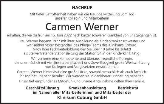 Anzeige von Carmen Werner von MGO