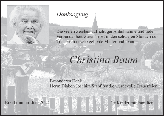 Anzeige von Christina Baum von MGO