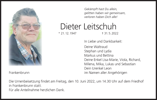 Anzeige von Dieter Leitschuh von MGO