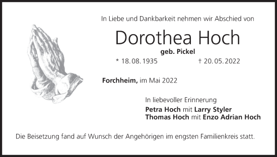 Anzeige von Dorothea Hoch von MGO