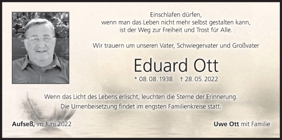 Anzeige von Eduard Ott von MGO