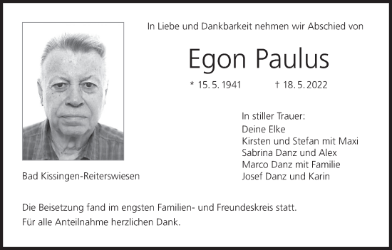 Anzeige von Egon Paulus von MGO