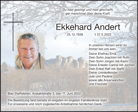 Anzeige von Ekkehard Andert von MGO