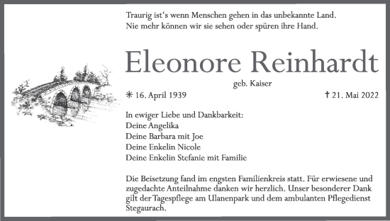 Anzeige von Eleonore Reinhardt von MGO