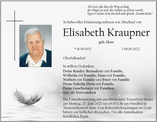 Anzeige von Elisabeth Kraupner von MGO
