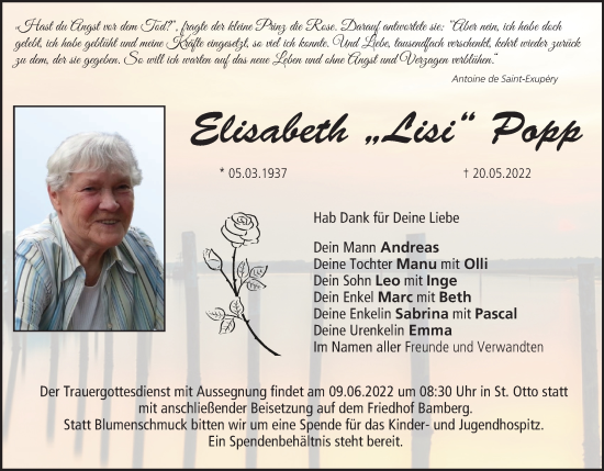Anzeige von Elisabeth Popp von MGO