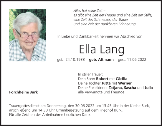 Anzeige von Ella Lang von MGO