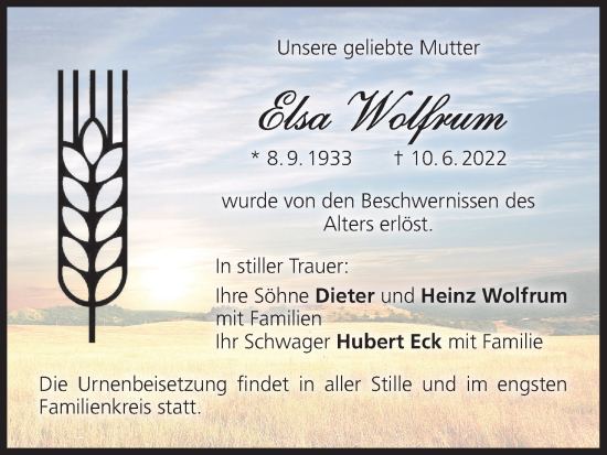 Anzeige von Elsa Wolfrum von MGO