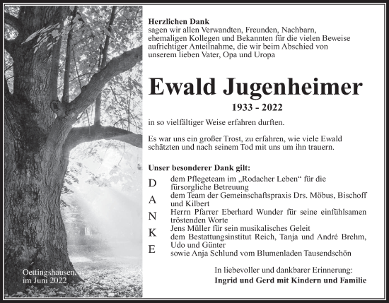 Anzeige von Ewald Jugenheimer von MGO