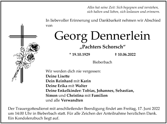 Anzeige von Georg Dennerlein von MGO