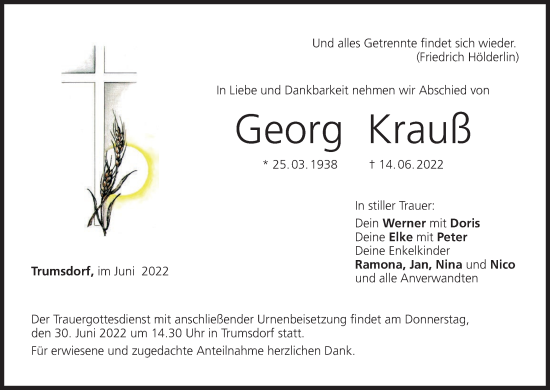 Anzeige von Georg Krauß von MGO