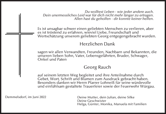 Anzeige von Georg Rauch von MGO