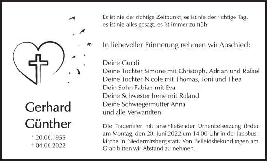 Anzeige von Gerhard Günther von MGO
